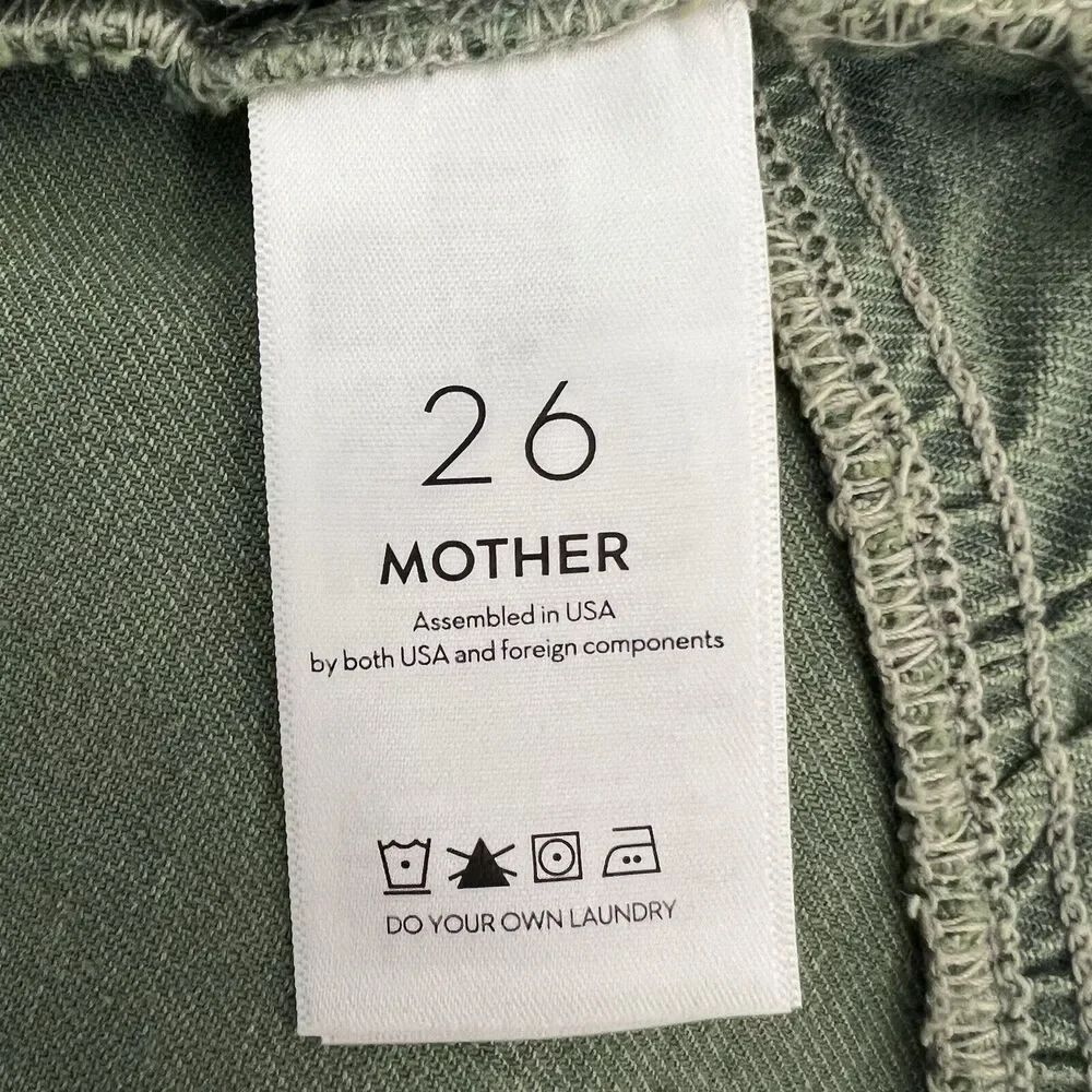 Mother Denim The Ruffle Mini Skirt Lodon Frost Green Multi Tiered Edgy Grunge 26